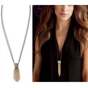 Stella and Dot Gold and Black Windsor Tassel Necklace
